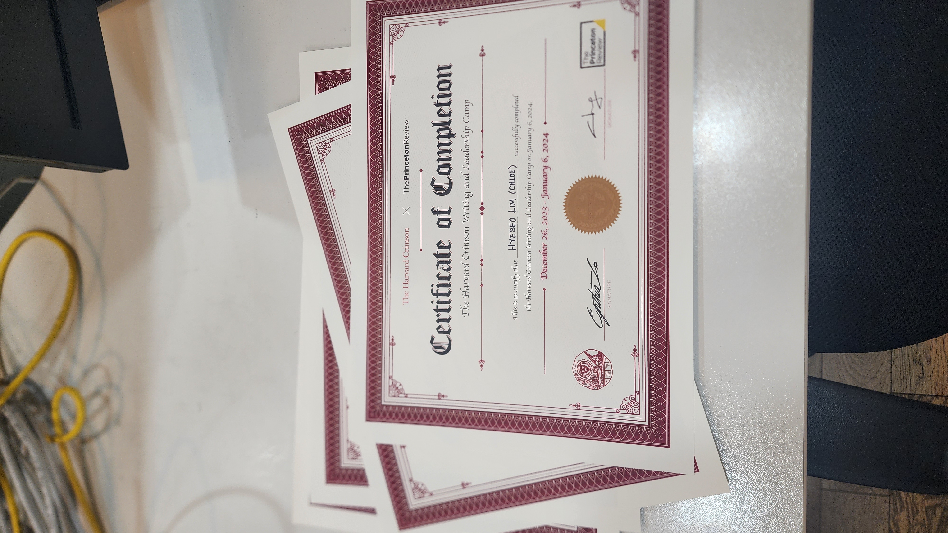 Official Certificates of Leadership